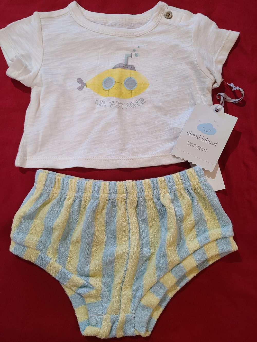 Cloud Island Lil Voyager Yellow & Light Blue Baby Two-Piece Set